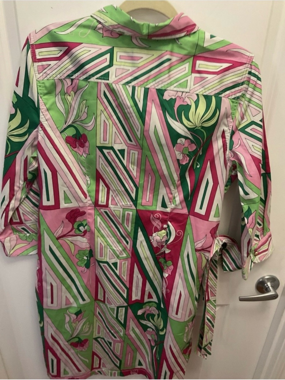 Talbots Women’s Pink & Green Geometric Floral Dress - Picture 6 of 9